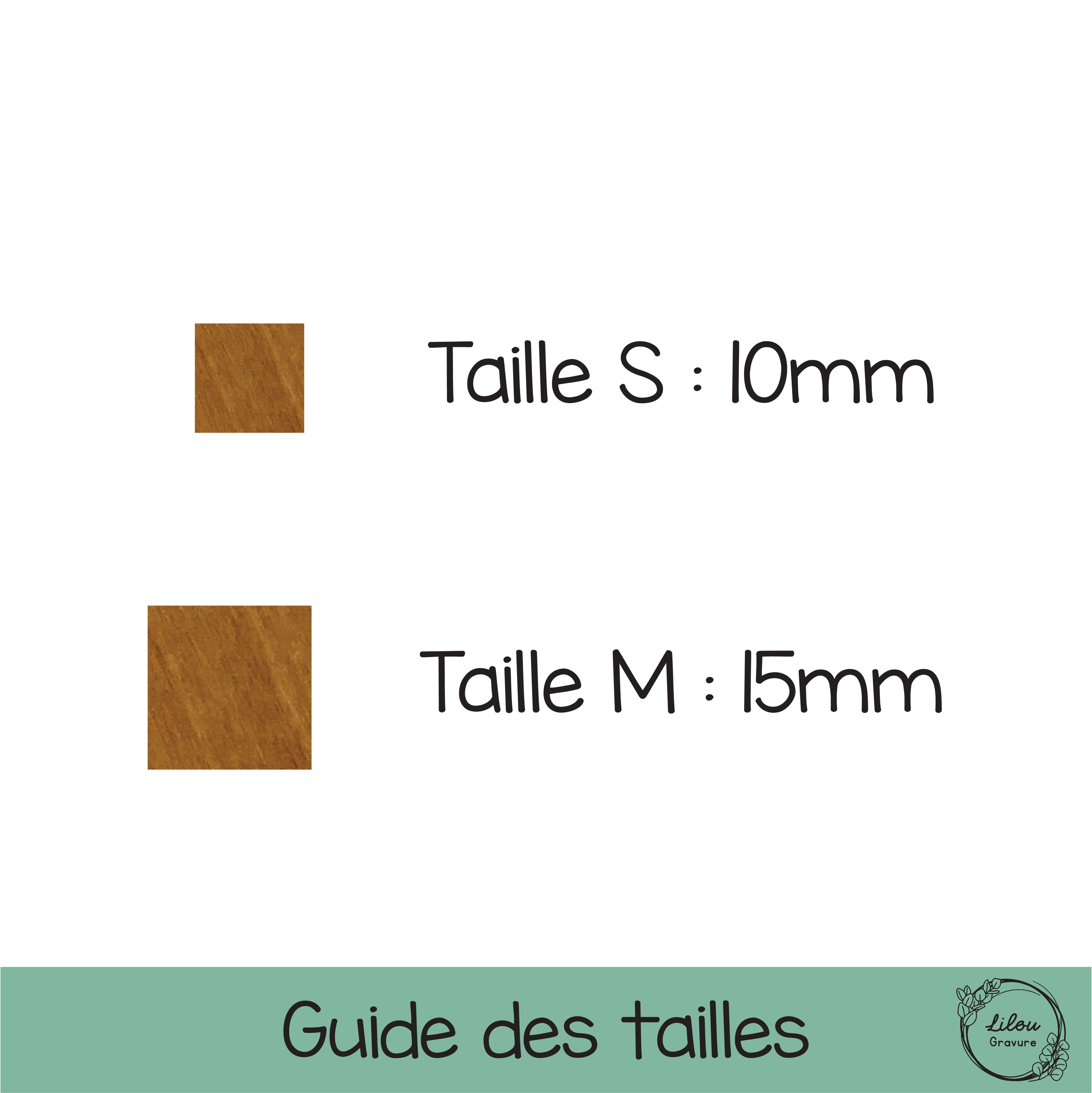 Guide des tailles des boucles d’oreilles Carla– taille S 10 mm, M 15 mm
