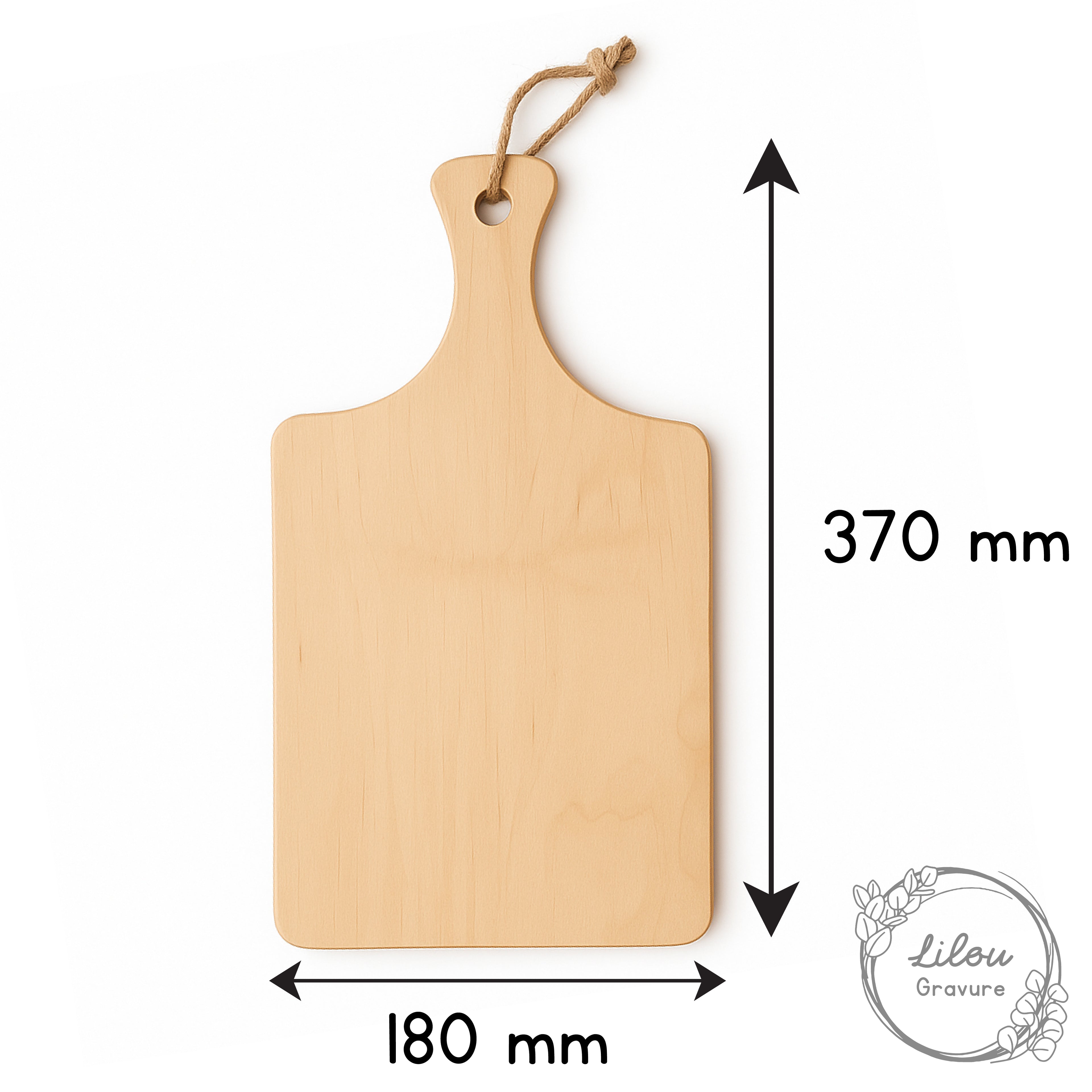 planche en bois d’aulne dimensions forme avec poignée matière naturelle