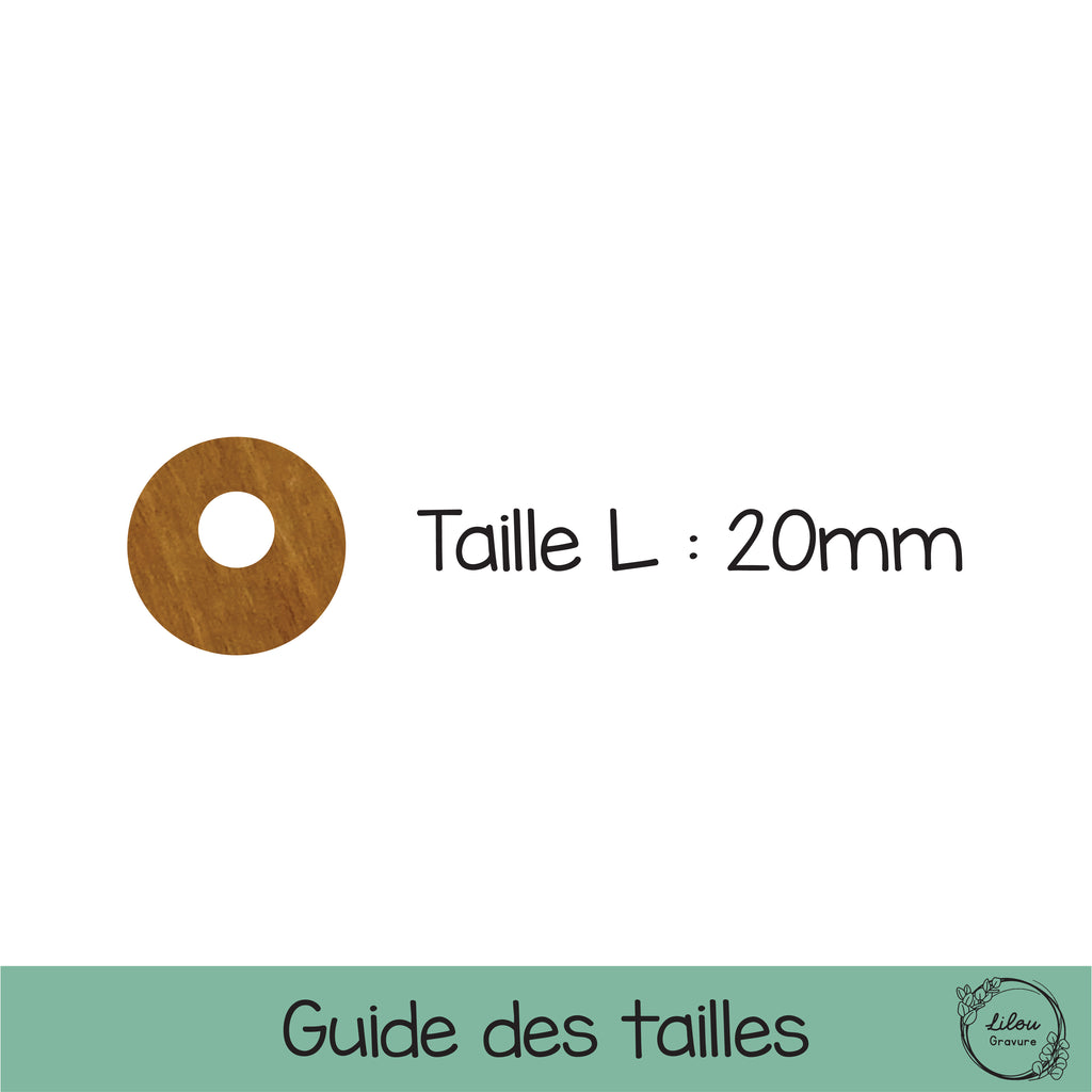 Guide des tailles des boucles d’oreilles Gaby en bois, taille L