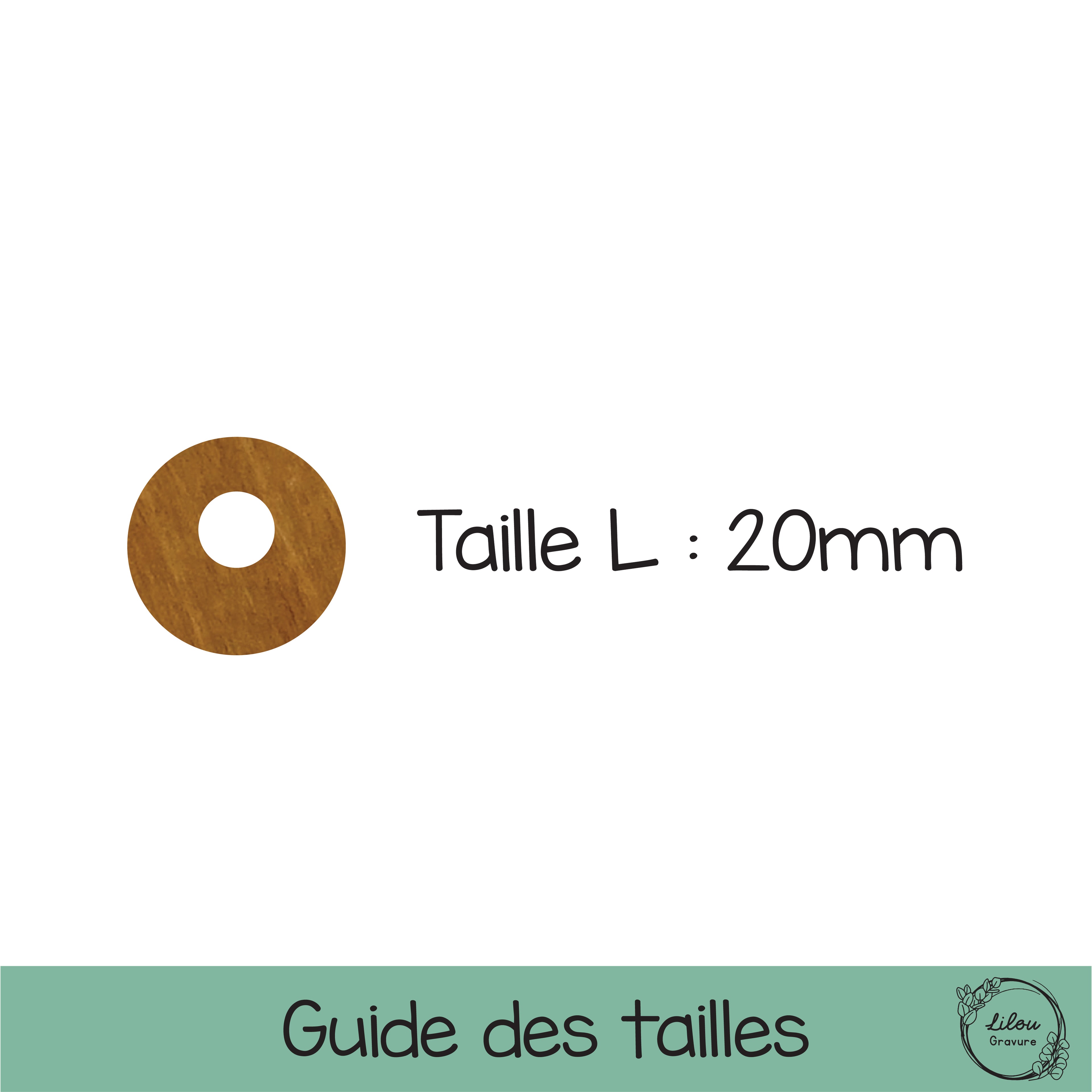 Guide des tailles des boucles d’oreilles Gaby en bois, taille L