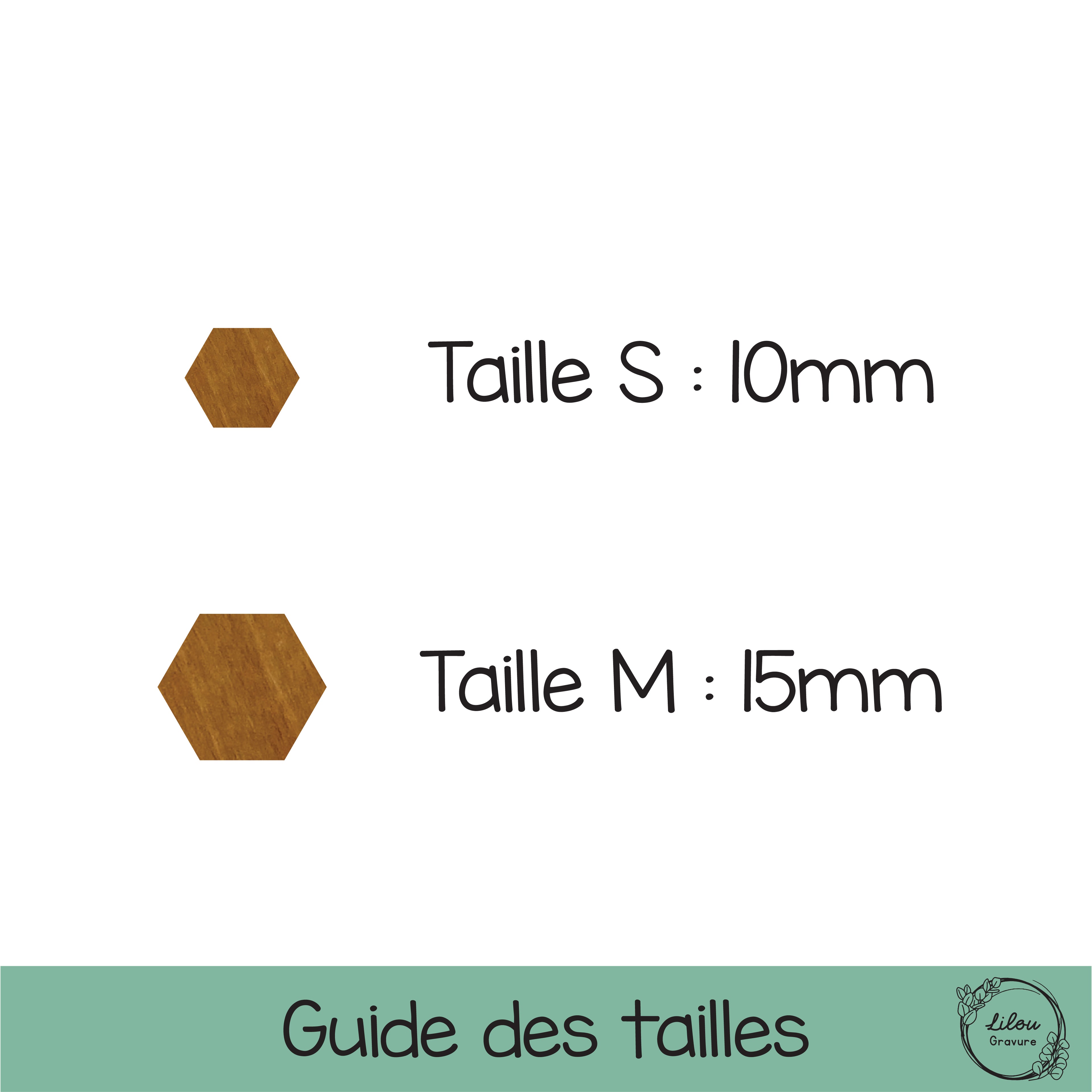 Guide des tailles des boucles d’oreilles Soline en bois, tailles S et M
