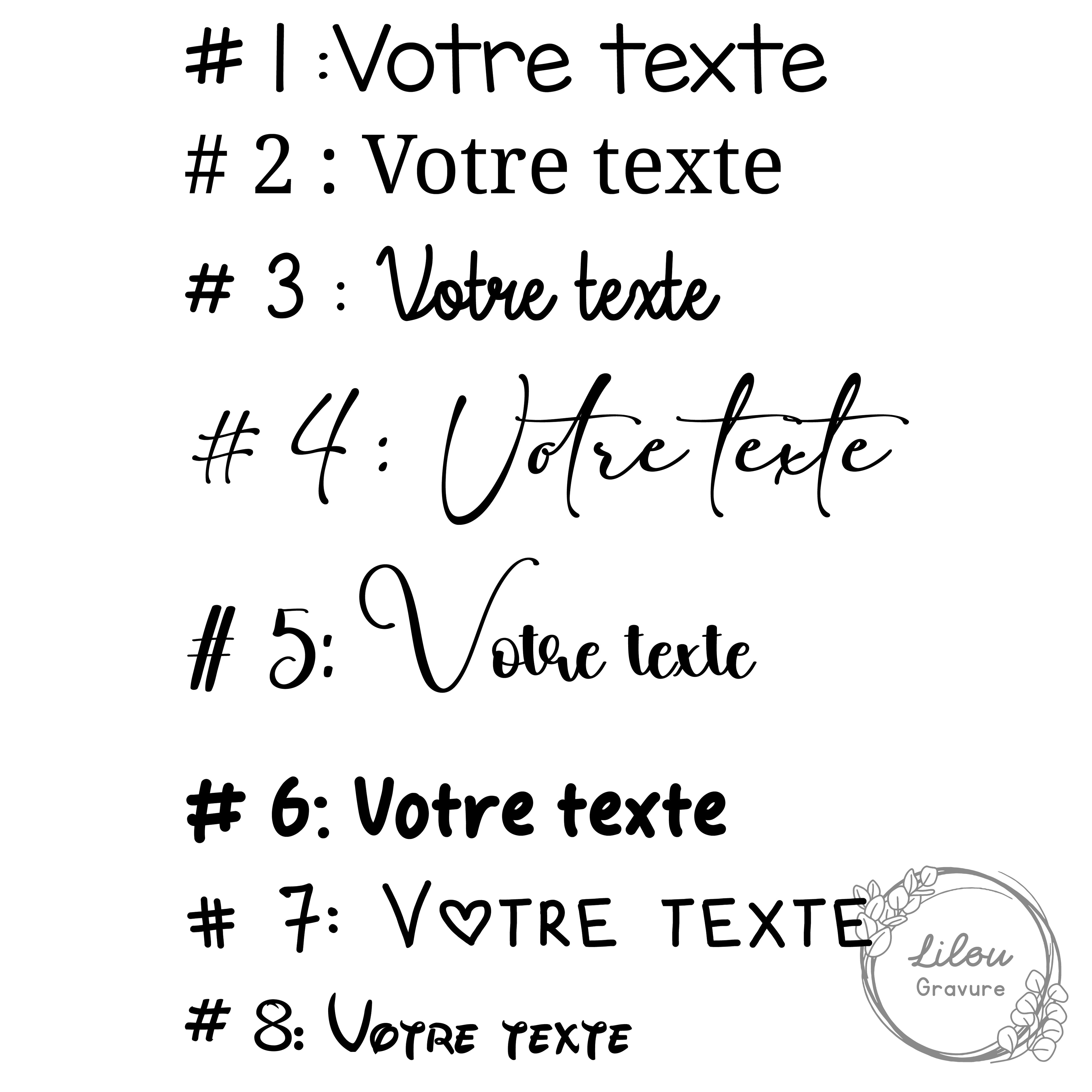 exemple de polices pour personnalisation gravure texte planche bois