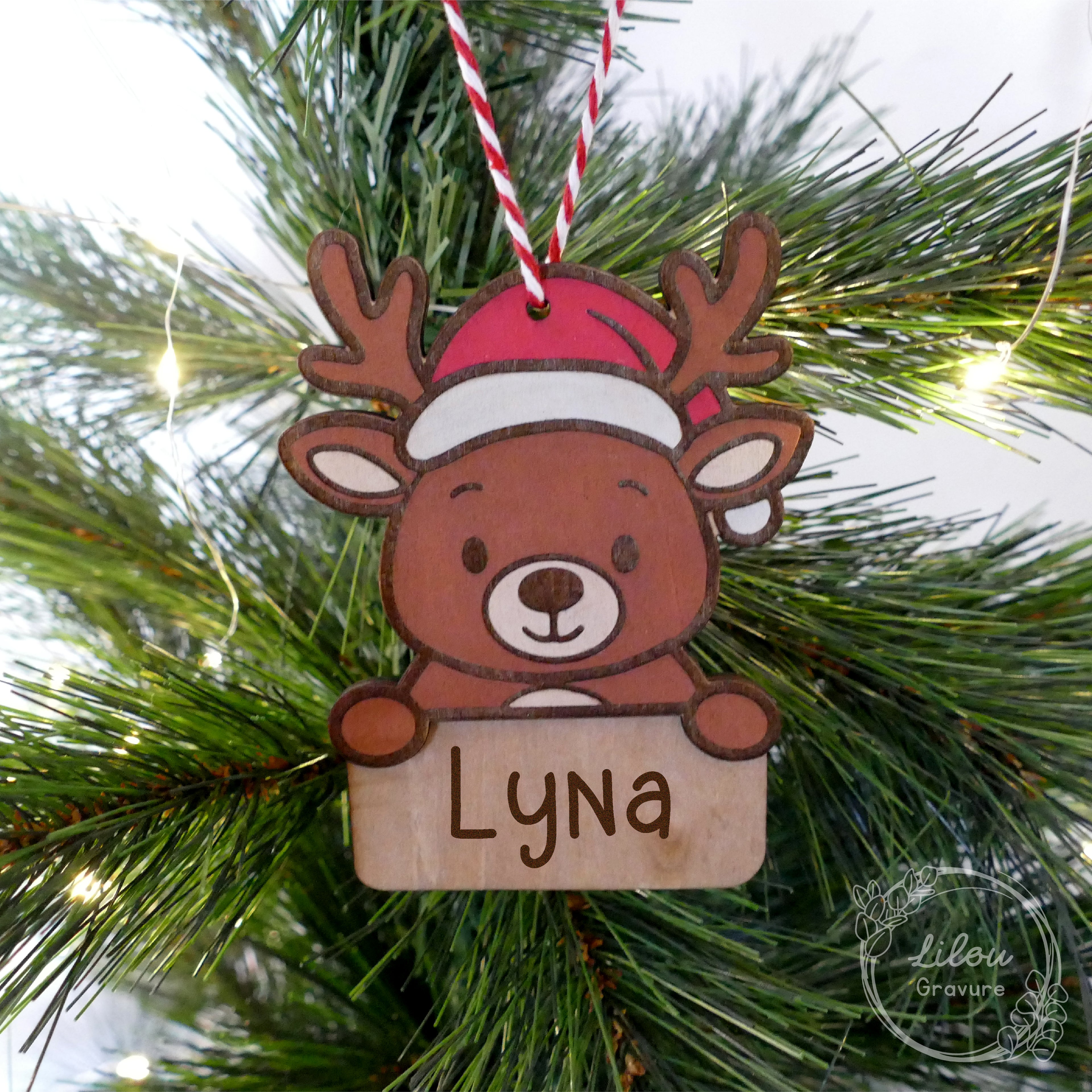 Renne de Noël – décoration en bois personnalisable, artisanat fait main