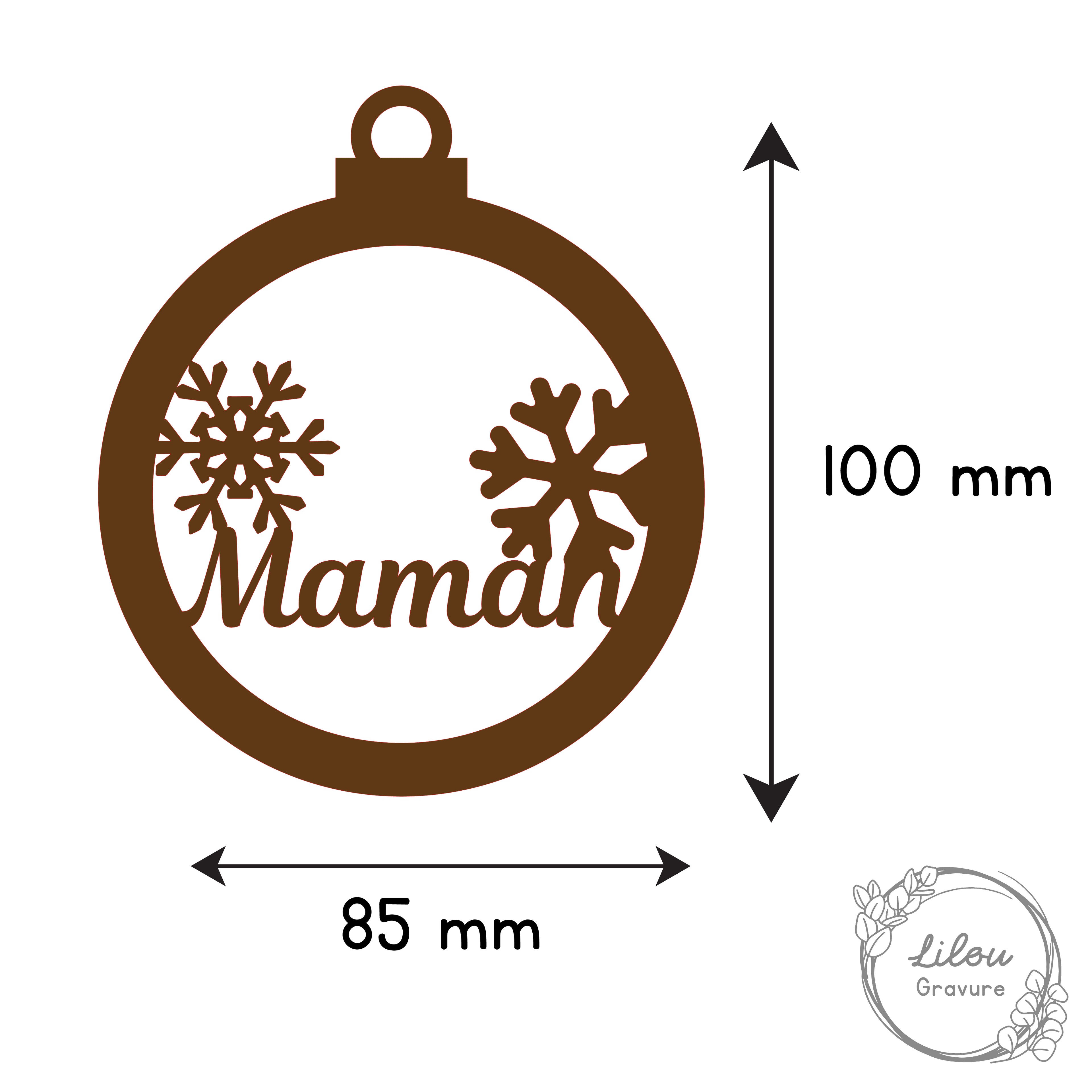 Dimensions de la boule de Noël en bois – hauteur et largeur