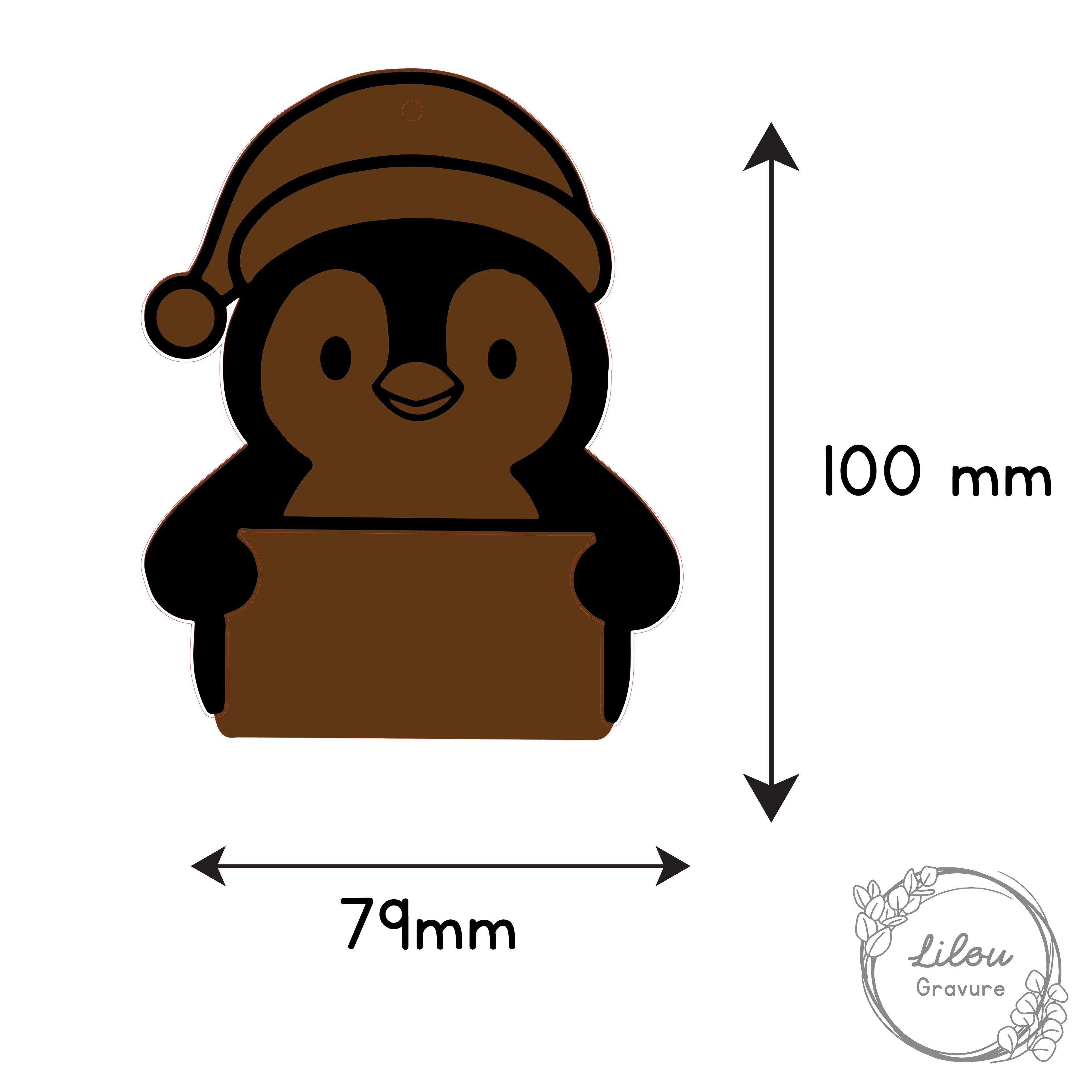 Dimensions du pingouin en bois – suspension personnalisable en bois