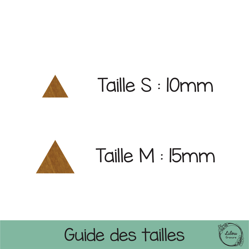 Guide des tailles des boucles d’oreilles Trinity en bois, tailles S et M