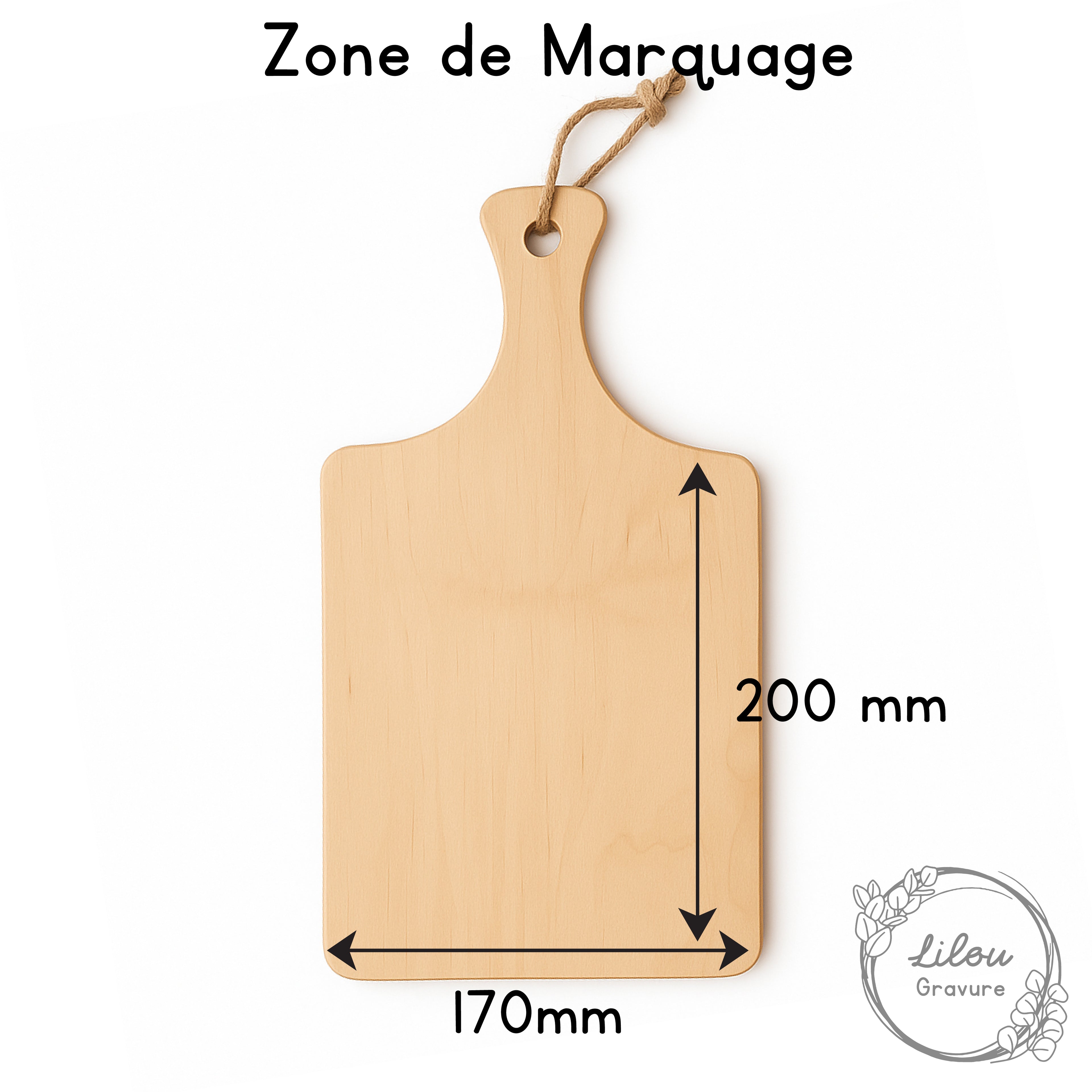 planche en bois zone de gravure personnalisable surface rectangulaire